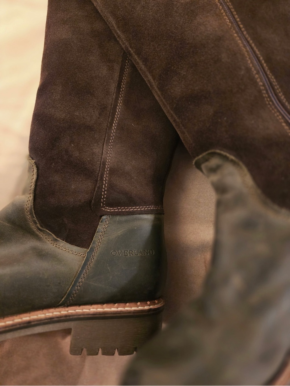 Overland Women’s Tall Leather & Suede Riding Boot — Dark Brown - Picture 3 of 11